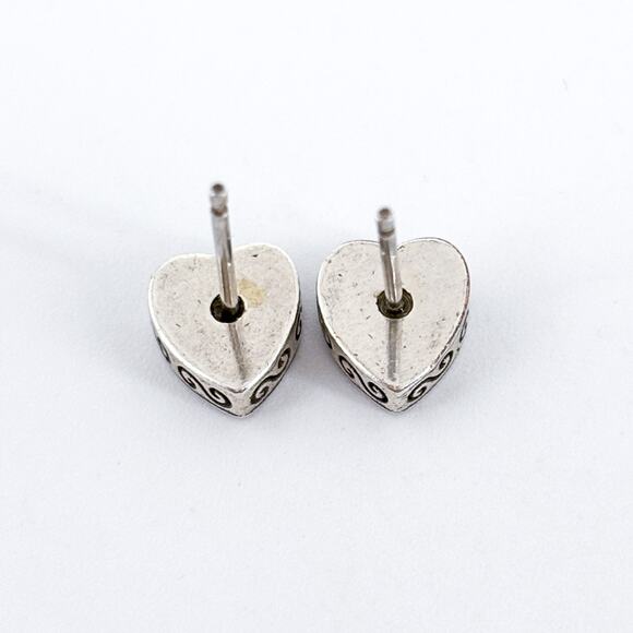 Vintage Sterling Silver Heart Earrings 1cm | Cubic Zirconia Studs | Romance - Picture 5 of 8